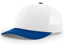 Load image into Gallery viewer, Richardson 112 Trucker Cap- Plate in Royal/Yellow embroidered Caps