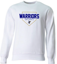 Load image into Gallery viewer, ADULT/UNISEX- A4 Cotton feel Hooded or Crewneck Sweatshirts - Warriors Softball plate design