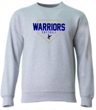 Load image into Gallery viewer, ADULT/UNISEX- A4 Cotton feel Hooded or Crewneck Sweatshirts - Warriors Softball plate design