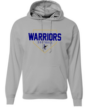 Load image into Gallery viewer, ADULT/UNISEX- A4 Cotton feel Hooded or Crewneck Sweatshirts - Warriors Softball plate design