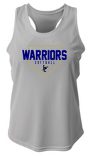 Load image into Gallery viewer, WOMENS FIT- A4 Racerback Tank - Warriors Softball plate design