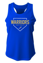 Load image into Gallery viewer, WOMENS FIT- A4 Racerback Tank - Warriors Softball plate design