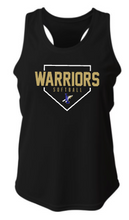 Load image into Gallery viewer, WOMENS FIT- A4 Racerback Tank - Warriors Softball plate design