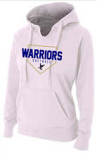Load image into Gallery viewer, WOMENS FIT- A4 Drifit Hooded or Crewneck Sweatshirts - Warriors Softball plate design
