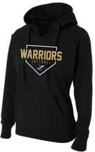 Load image into Gallery viewer, WOMENS FIT- A4 Drifit Hooded or Crewneck Sweatshirts - Warriors Softball plate design