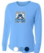 Load image into Gallery viewer, WOMENS A4 Drifit Long Sleeve Tee- Wombats Carolina Blue