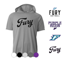 Load image into Gallery viewer, ADULT A4 Drifit Hooded Short Sleeve Tee- Fury