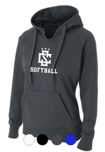 Load image into Gallery viewer, WOMENS A4 Drifit Hoodie- CS Logo Baseball/Softball