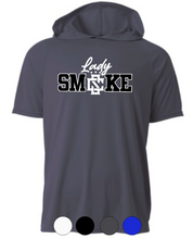 Load image into Gallery viewer, ADULT A4 Drifit Hooded Short Sleeve Tee- Lady Smoke