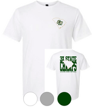 Load image into Gallery viewer, Adult & Youth CRHS 3x State Champ **on back**, front pocket SC outline Short Sleeve TEE