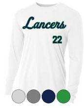 Load image into Gallery viewer, Adult & Youth- LANCERS Script, CUSTOM # -Drifit OR Cotton Long Sleeve