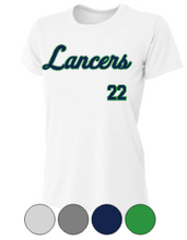 Load image into Gallery viewer, WOMENS FIT- LANCERS Script, CUSTOM # -Drifit OR Cotton Short Sleeve