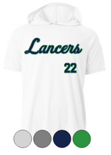 Load image into Gallery viewer, Adult & Youth- LANCERS Script, CUSTOM #- Drifit Hooded TEE **Short OR Long Sleeves**