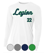 Load image into Gallery viewer, Adult & Youth- Legion Script, CUSTOM # -Drifit OR Cotton Long Sleeve