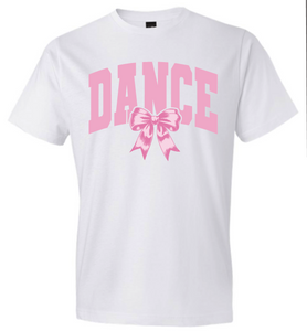 ADULT or YOUTH Gildan Softstyle Short Sleeve Tee- 64000 - Dance Bow PINK