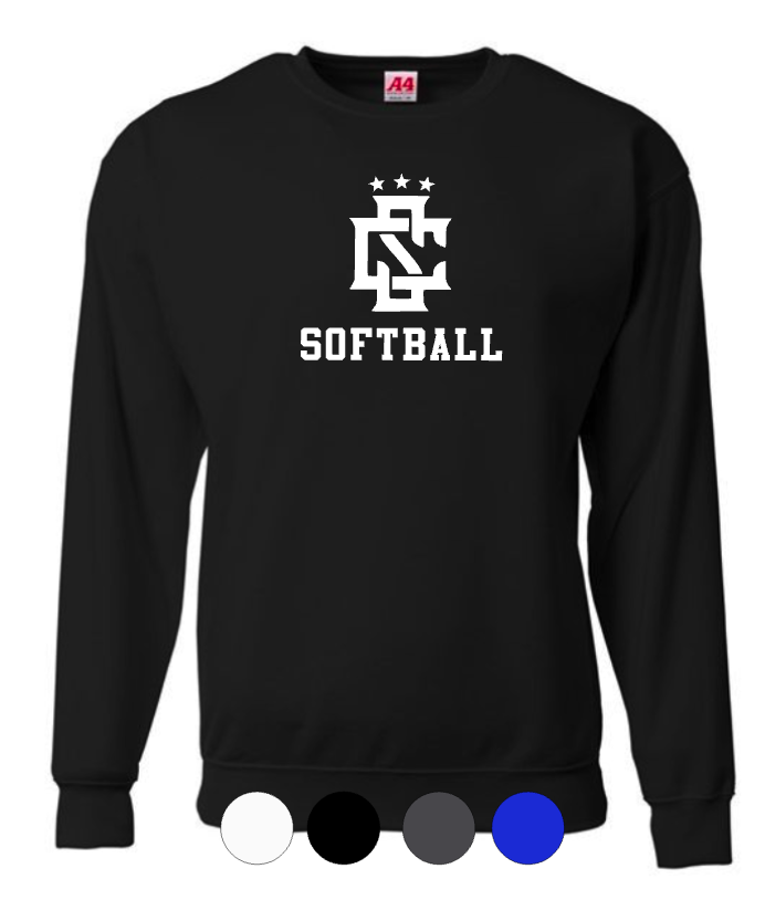 ADULT A4 Drifit Crewneck Sweatshirt- CS Logo Baseball/Softball