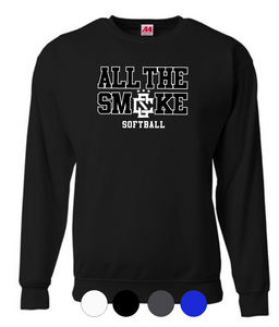 ADULT A4 Drifit Crewneck Sweatshirt- All The Smoke Baseball/Softball