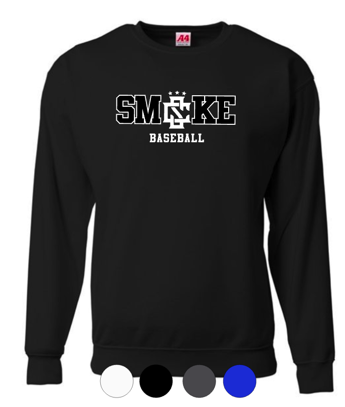 ADULT A4 Drifit Crewneck Sweatshirt- Smoke Baseball/Softball