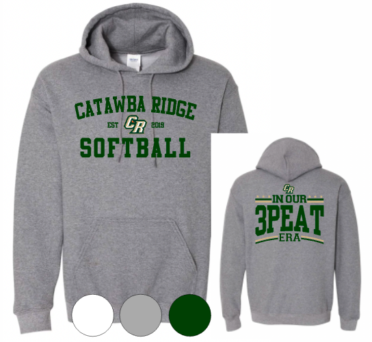 Adult & Youth FRONT: Catawba Ridge Softball BACK: 3PEAT Era  Hoodie