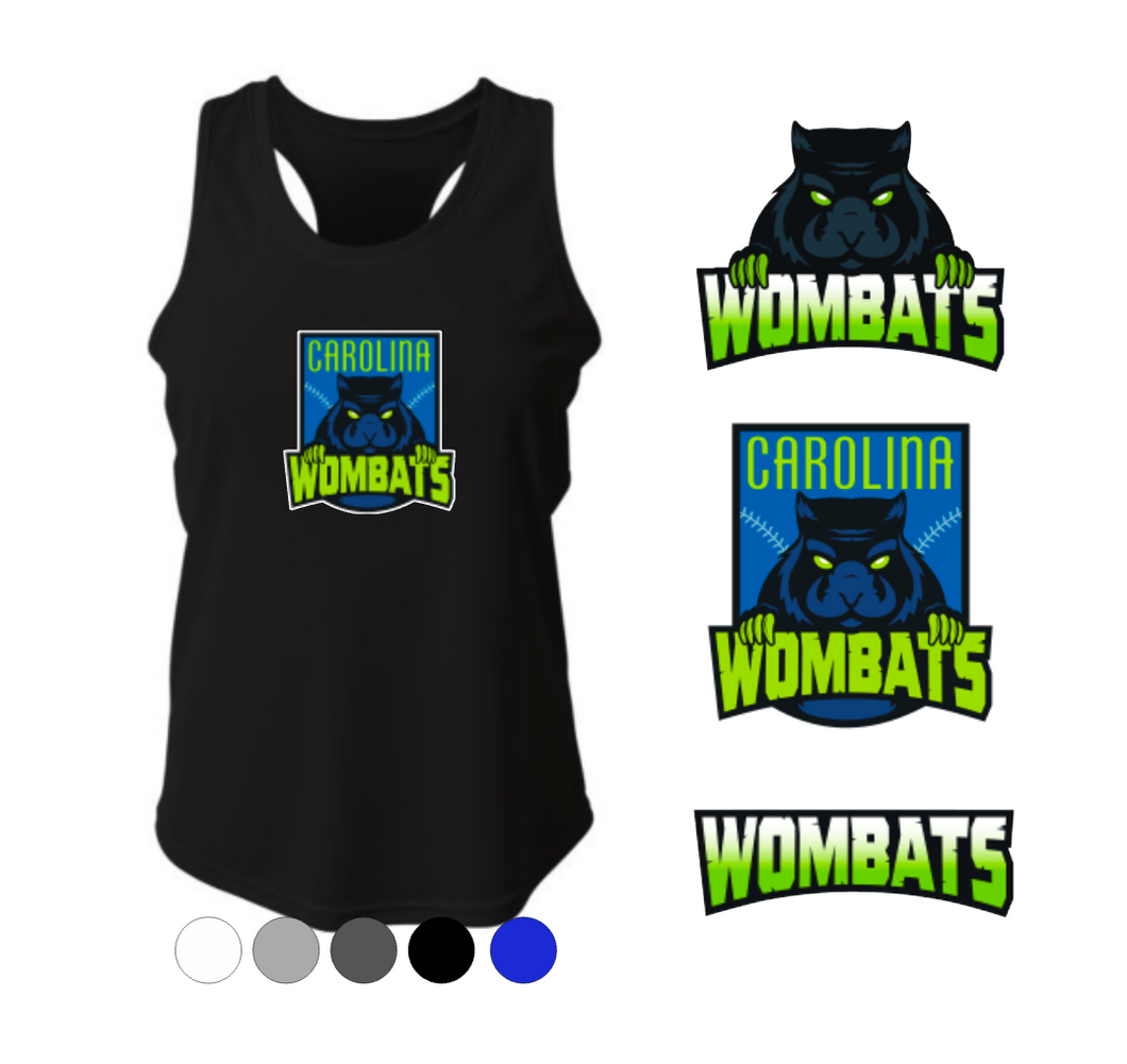 WOMENS FIT- A4 Racerback Tank- Carolina Wombats