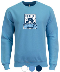 ADULT A4 Cotton Crewneck Sweatshirt- Wombats Carolina Blue