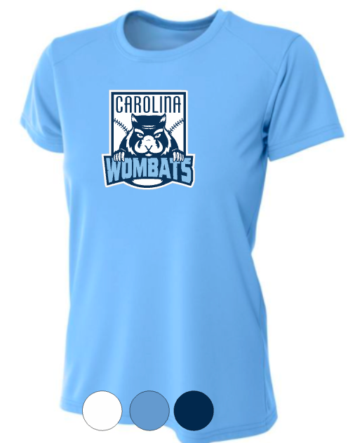 WOMENS A4 Drifit Short Sleeve Tee- Wombats Carolina Blue