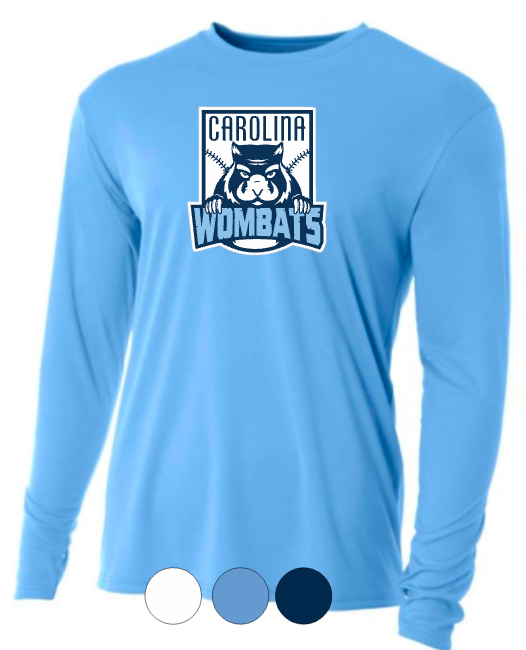 ADULT A4 Drifit Long Sleeve Tee - Wombats Carolina Blue