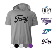 Load image into Gallery viewer, ADULT A4 Drifit Hooded Short Sleeve Tee- Fury
