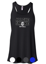 Load image into Gallery viewer, WOMENS Bella+Canvas Flowy Racerback Tank- All The Smoke Baseball/Softball
