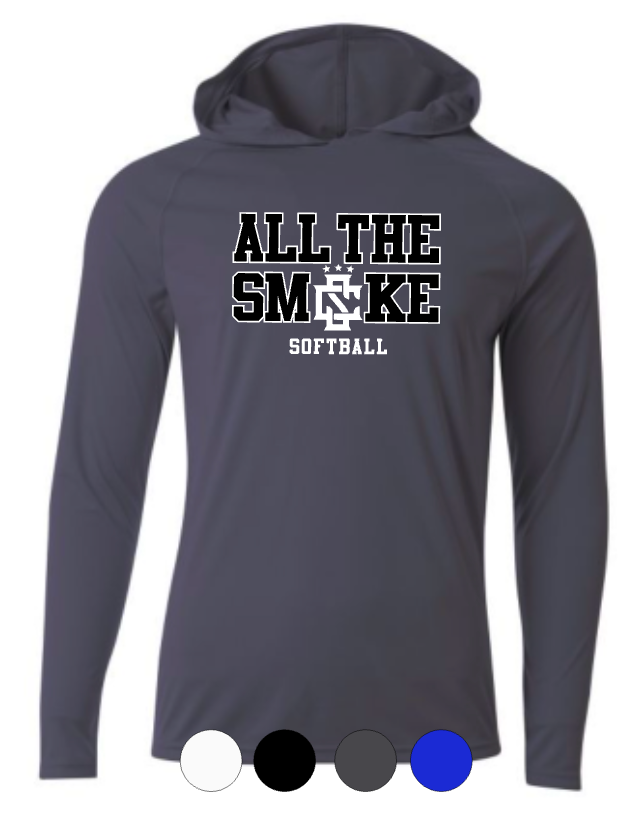 ADULT A4 Drifit Hooded Long Sleeve Tee- All The Smoke Baseball/Softball