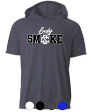 Load image into Gallery viewer, ADULT A4 Drifit Hooded Short Sleeve Tee- Lady Smoke
