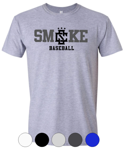 ADULT Gildan Softstyle Short Sleeve Tee- Smoke Baseball/Softball