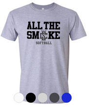 Load image into Gallery viewer, ADULT Gildan Softstyle Short Sleeve Tee- All The Smoke Baseball/Softball
