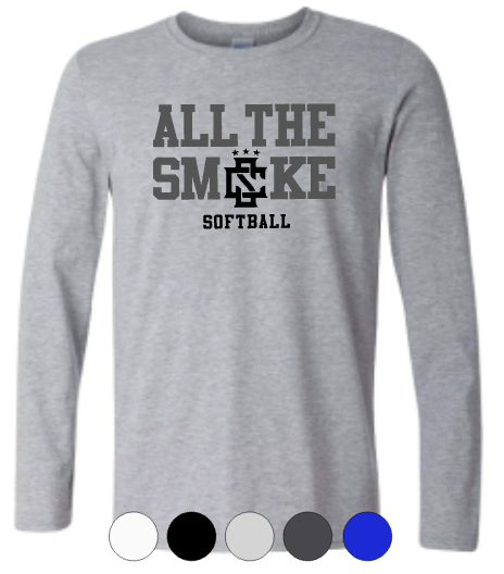 ADULT Gildan Ultra Cotton Long Sleeve Tee-All The Smoke Baseball/Softball