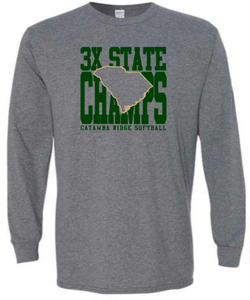 Adult & Youth CRHS 3x State Champ *FRONT ONLY* {XL print} Long SleeveTEE