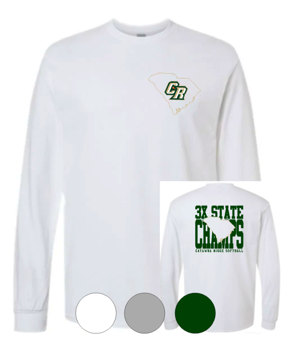 Adult & Youth CRHS 3x State Champ on back LS TEE