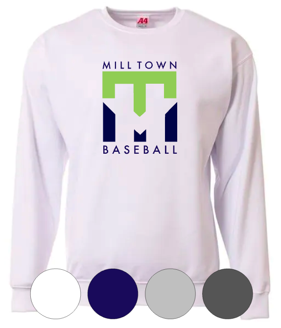 ADULT/YOUTH - Mill Town Baseball Design- Crewneck Sweatshirt