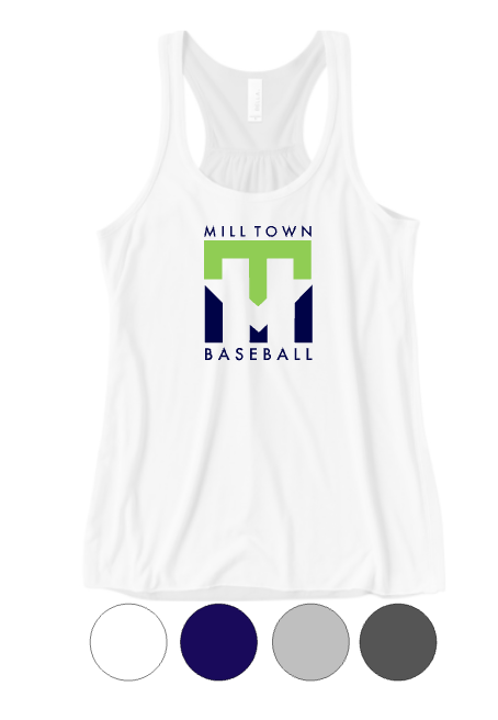 Womens Fit- Mill Town Baseball- Bella + Canvas Flowy Racerback Tank