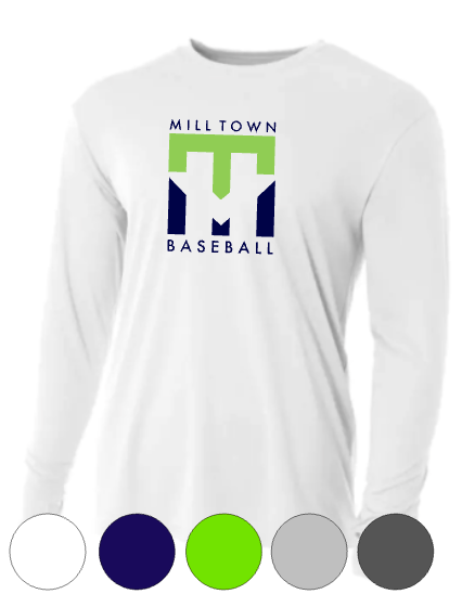 ADULT- Mill Town Baseball Design- Long Sleeve Tee