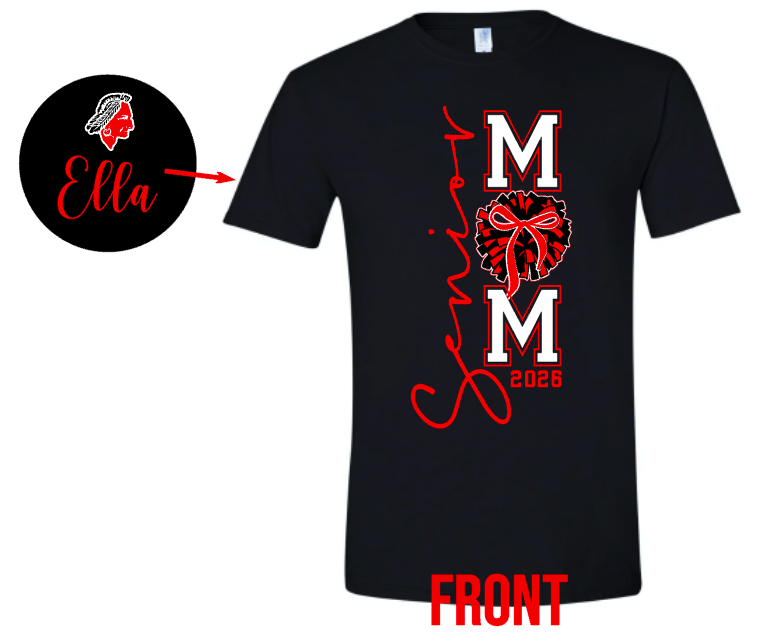 Adult/Unisex SHORT SLEEVE TEE- Senior ****MOM**** 2026 South Point Red Raiders Dance Team, XL Print
