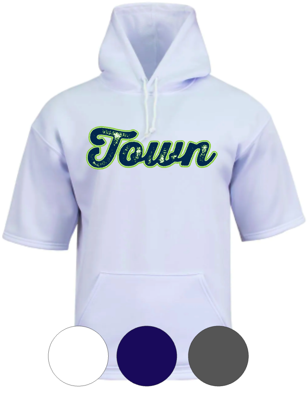 ADULT/YOUTH - Town Design- Hooded SHORT SLEEVE **SWEATSHIRT**