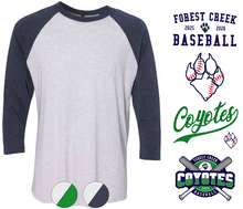 Load image into Gallery viewer, ADULT FCMS Baseball Raglan tee- **CHOICE OF DESIGNS!**
