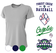 Load image into Gallery viewer, WOMENS FIT- Forest Creek Baseball - *DRIFIT* Short sleeves ** CHOICE OF DESIGN**
