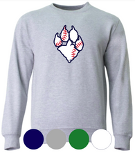 Load image into Gallery viewer, Adult &amp; Youth- FC Baseball Paw- Cotton or Drifit Crewneck Sweatshirt
