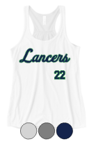 Load image into Gallery viewer, Womens Fit- LANCERS Script, CUSTOM #- Bella + Canvas Flowy Racerback Tank
