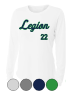 Load image into Gallery viewer, WOMENS FIT- Legion Scipt, CUSTOM # - Drifit Long Sleeves
