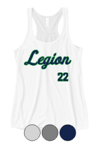 Load image into Gallery viewer, Womens Fit- Legion Script, CUSTOM #- Bella + Canvas Flowy Racerback Tank
