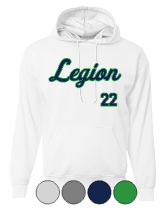 Load image into Gallery viewer, Adult &amp; Youth- Legion Script, CUSTOM #- Cotton or Drifit Hooded Sweatshirt
