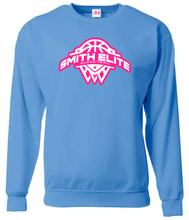 Load image into Gallery viewer, Adult OR Youth- Smith Elite Basketball- Cotton or Drifit Crewneck Sweatshirt- Bubble Gum Collection
