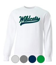 Load image into Gallery viewer, Adult &amp; Youth- Wildcats Script- Cotton or Drifit Crewneck Sweatshirt
